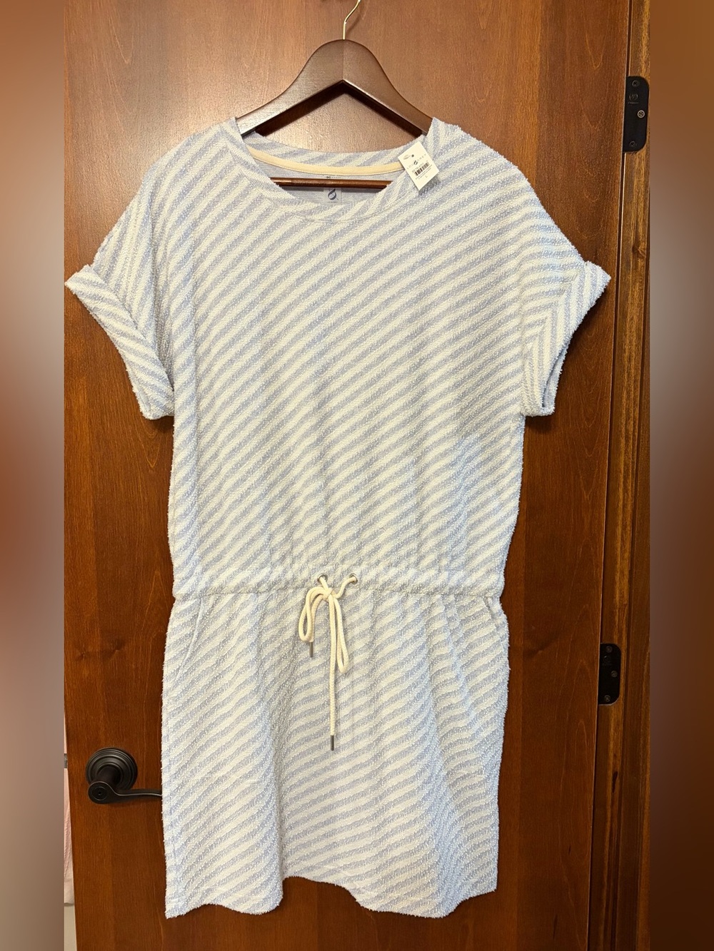New Lou & Grey Light Blue and White Striped Knit mini dress - Large - Picture 4 of 9